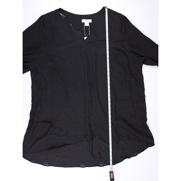 Refinity Chic Top Overlay Shirt V Kneck with Pockets Size XL Black - Picture 3 of 6